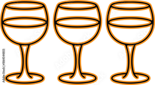 Three wine glasses vector illustration