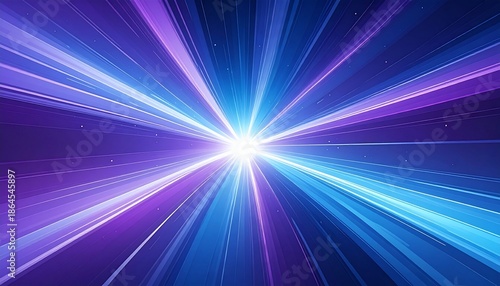 Radiant central light bursts forth, with streaks of blue and purple radiating outwards