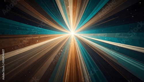 Central light bursts through a network of colorful, radiating rays