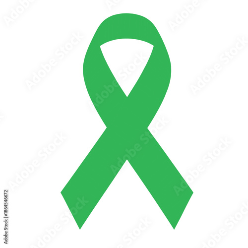 Green ribbon awareness symbol for mental health and various important causes