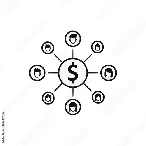 Financial Connections and Transactions between Various Individuals Represented through Simple Illustration