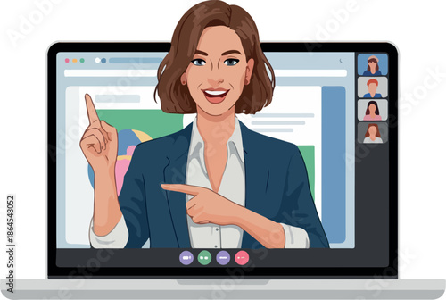 Woman Business Coach Leading Online Training Webinar