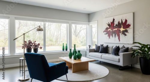 Bright Living Room with Large Windows and Modern Lounge