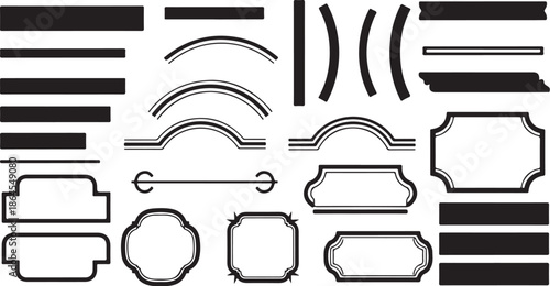 Collection of various label and banner shapes and lines