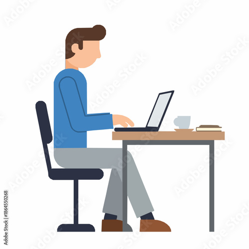 Person working on laptop vector illustration for remote work freelance and online business concept