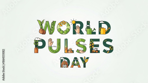 World pulses day celebration with eco friendly illustrations and typography with sustainable food and food security and nutrition and healthy eating