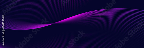 Dark abstract background with glowing wave. Shiny moving lines design element
