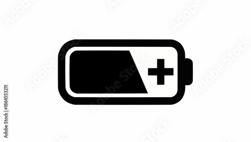 Battery Icon Depicting Low Charge Level with Positive Terminal Highlighted.