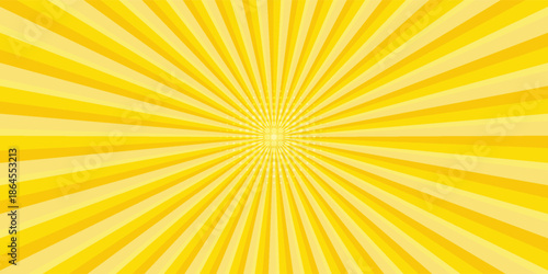 Circus background of spiral yellow orange rays vector illustration. Vintage radial pattern with sunbeams or starburst strip. Circus, carnival, summer fair or chapiteau backdrop.