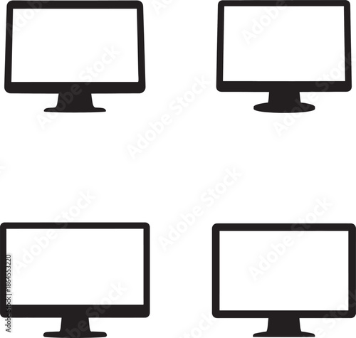 Four black and white computer monitor icons