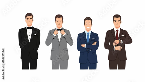 Diverse Men in Formal Attire - A Study in Style and Elegance.