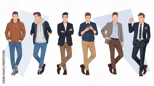 Diverse Mens Fashion Styles - A Collection of Casual and Formal Outfits.