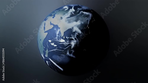Global Earth View with Continents Illuminated Against a Dark, Softly Graded Background