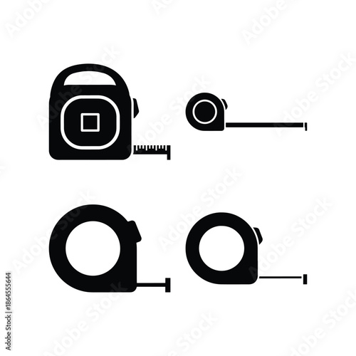 Measuring tape silhouette tool icon set