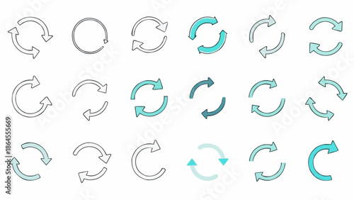 Collection of Circular Arrow Icons for Refresh and Rotation.
