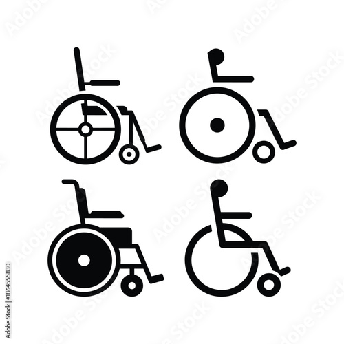 Wheelchair silhouette accessibility icon set