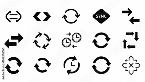 Set of Black Arrows in Circular and Horizontal Directions.