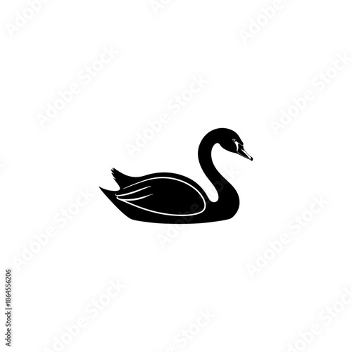 
Elegant black swan silhouette floating gracefully on a clean background vector design 