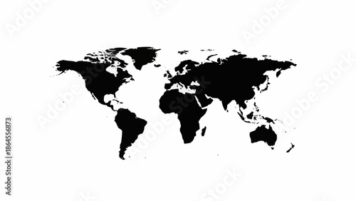 Black and White World Map Silhouette - A Global Perspective.