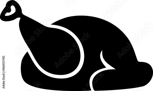 Roasted Chicken Icon - Black Silhouette Turkey and Poultry Dining Symbol