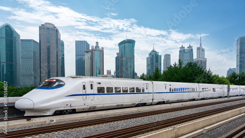Photography High - speed Train in Urban Cityscape