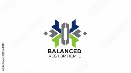 Abstract balanced vector logo design with geometric shapes and symmetry.