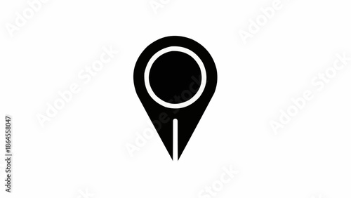 Black and White Map Pointer Icon for Location and Navigation.