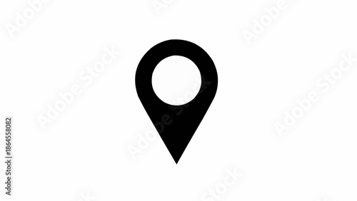 Black Location Pin Icon on White Background for Navigation and Mapping.