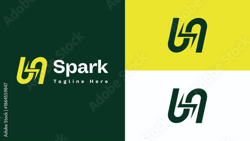 Modern abstract letter S Spark logo design with minimal geometric style, professional brand identity for startup, technology, and creative businesses.