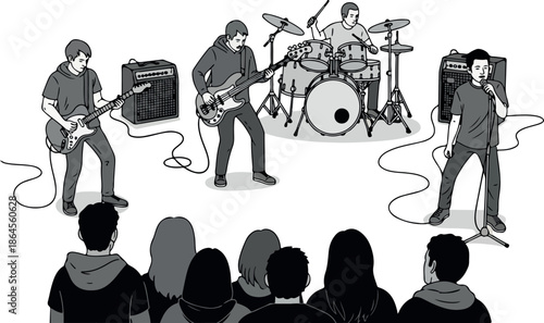 Band Performance for Enthusiastic Audience at a Music Show