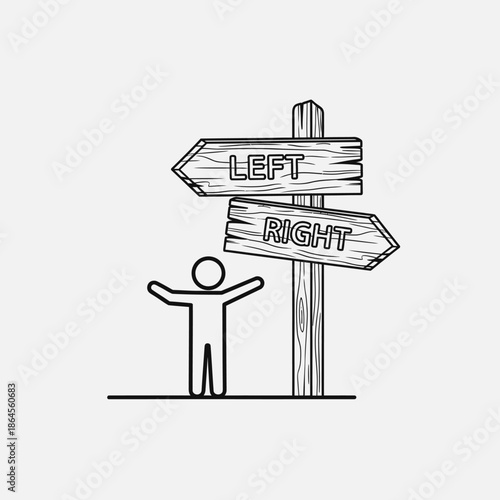 man choosing direction between left and right.