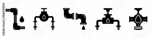 Water pipe icon vector collection. Set of water pipe icon vector designs. Stock vector.