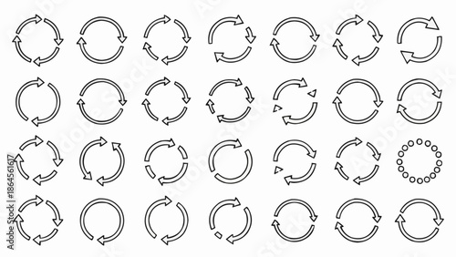 Collection of Circular Arrows for Graphic Design and Web Elements.