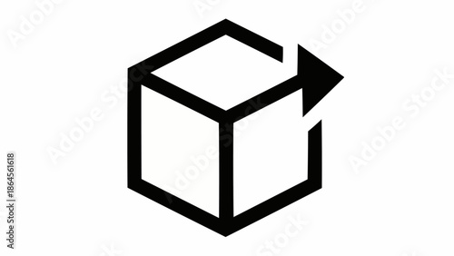Black and White Cube with Arrow Symbolizing Transformation.