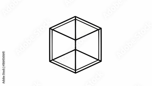 Isometric Cube Outline - A Geometric Representation of Three-Dimensional Space.