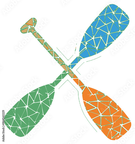 Vibrant Geometric Illustration of Two Crossed Paddles for Water Sports