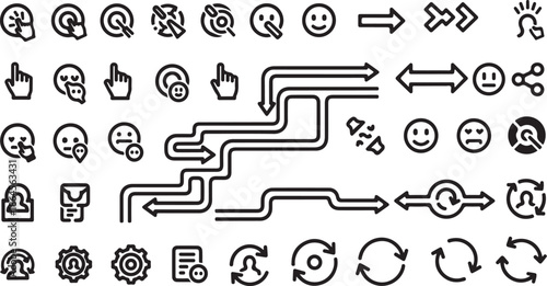 Collection of various black and white line icons displayed