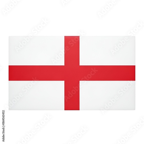England National Flag St George Cross Isolated on White Background