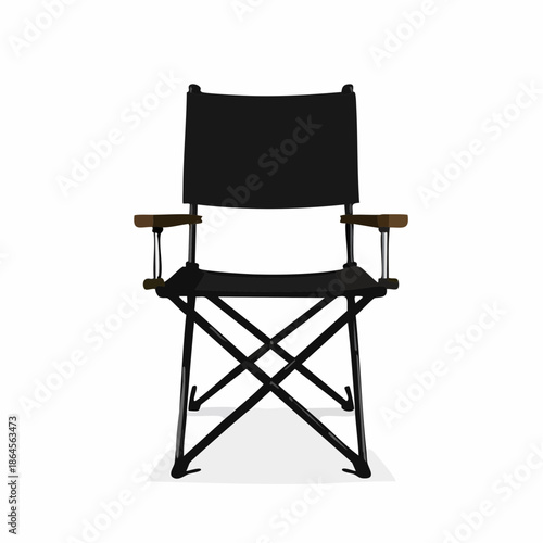 Frontal Shot of a Stylish Black Folding Director's Chair on a White Background
