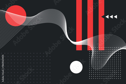 Technology background featuring wave motion and geometric elements