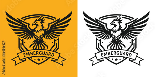 Majestic Phoenix Bird Shield Mascot Logo for Esports and Gaming