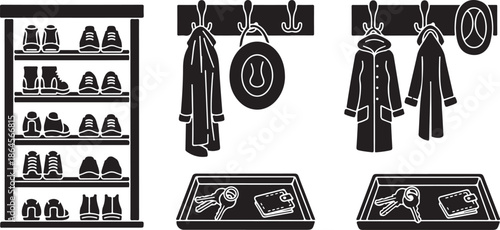 Fashion clothing and accessories store display illustration