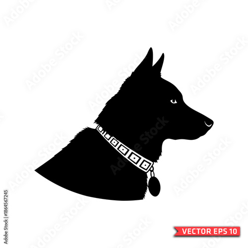 Dog Profile Silhouette with Collar - Vector Illustration for Pet Branding and Logos