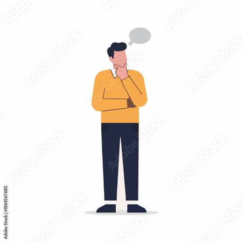 Person thinking vector illustration representing problem solving decision making and analysis concept