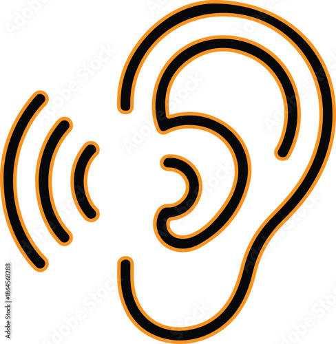 Hearing ear icon with sound waves vector illustration