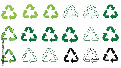 Collection of Recycling Symbols in Various Styles and Colors.