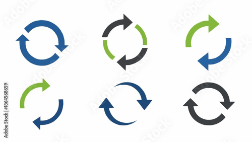 Circular Arrow Icons for Recycling and Refreshing Concepts.