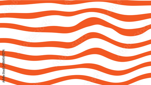 Abstract graphic background featuring wavy, irregular orange stripes on a clean white surface.