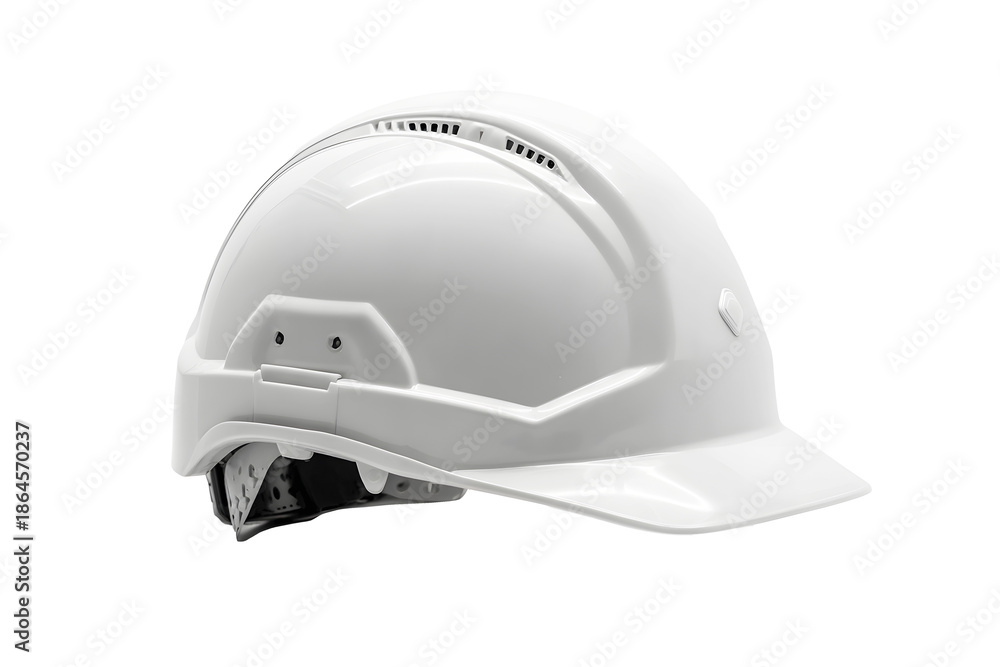 Fototapeta premium New white safety helmet isolated on cut out PNG or transparent background. Safety construction worker hats. Construction team must have quality. Whether engineering, construction workers