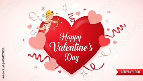 A Valentine's Day vector graphic with a heart and cupid, perfect for festive designs and romantic celebrations.